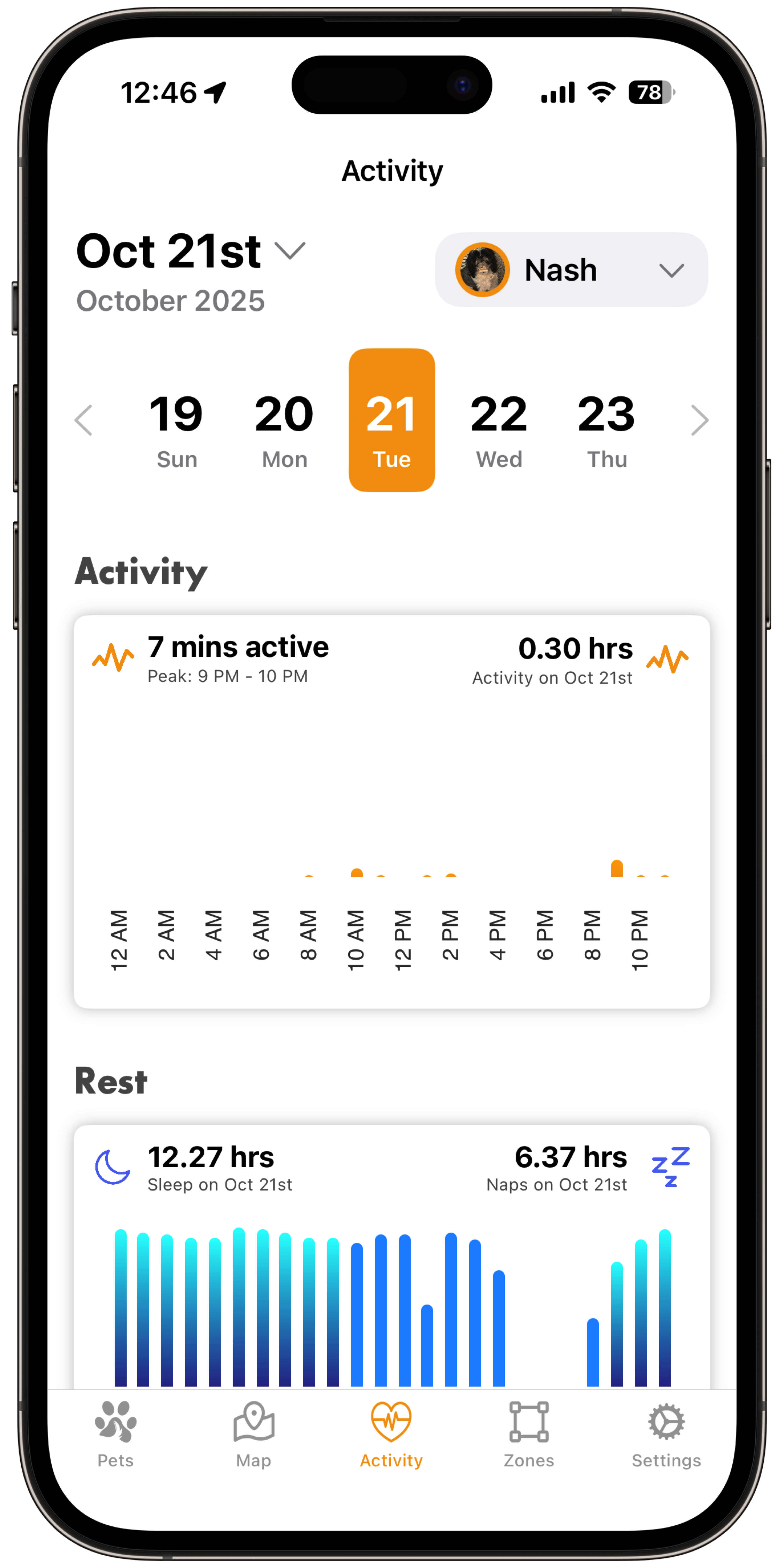 ToughTail™ activity history calendar view